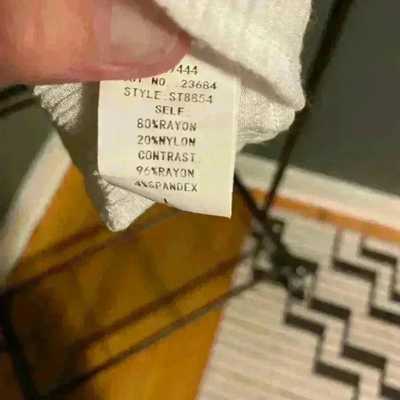 Ember brand women’s white tank‎ top blouse tie front dress up or down size L - Picture 3 of 9